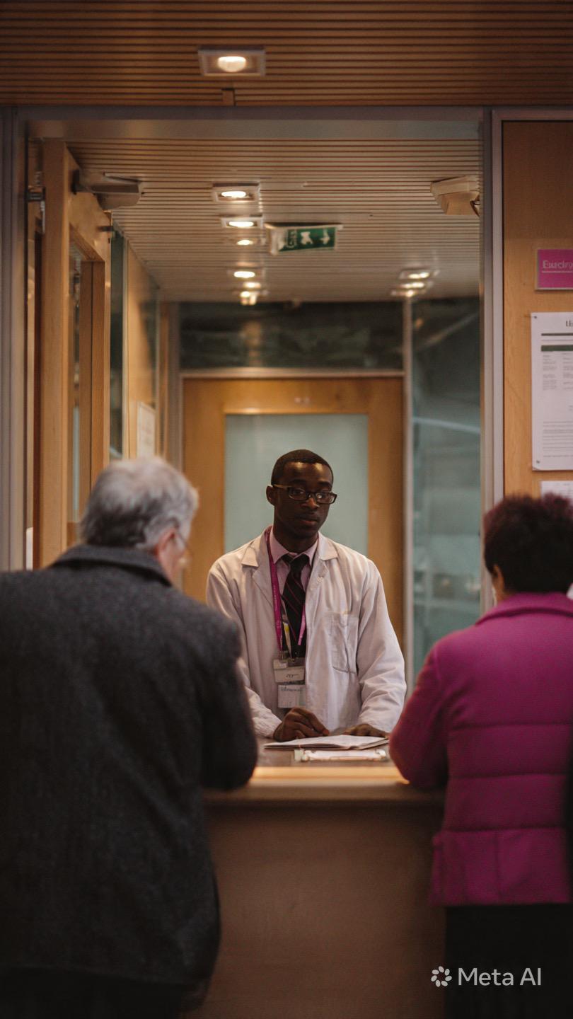 Diverse patients in a GP waiting room